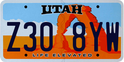 UT license plate Z308YW