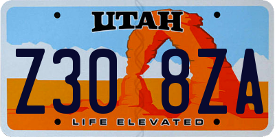 UT license plate Z308ZA