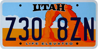 UT license plate Z308ZN