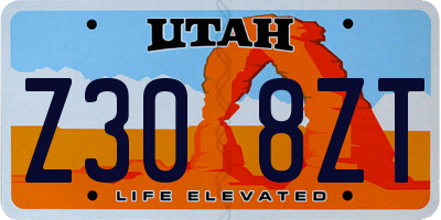 UT license plate Z308ZT