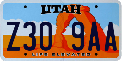 UT license plate Z309AA