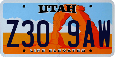 UT license plate Z309AW