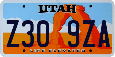UT license plate Z309ZA