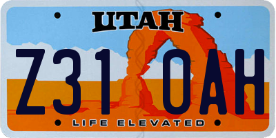 UT license plate Z310AH