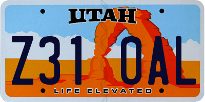 UT license plate Z310AL