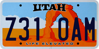 UT license plate Z310AM