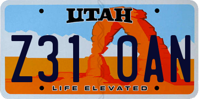 UT license plate Z310AN