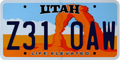 UT license plate Z310AW