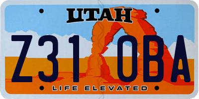 UT license plate Z310BA