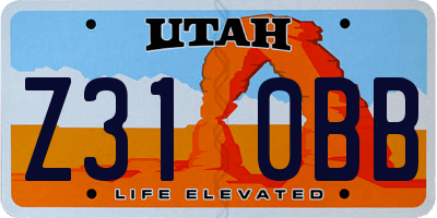 UT license plate Z310BB