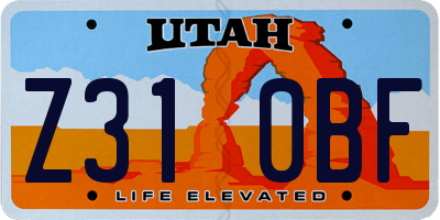 UT license plate Z310BF