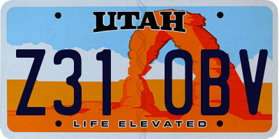 UT license plate Z310BV