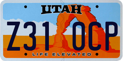 UT license plate Z310CP