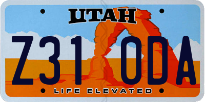 UT license plate Z310DA