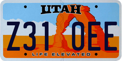 UT license plate Z310EE