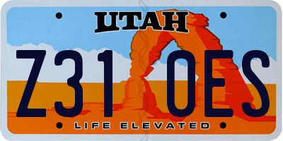 UT license plate Z310ES