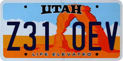 UT license plate Z310EV