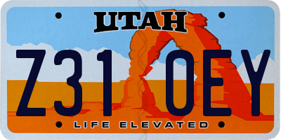 UT license plate Z310EY