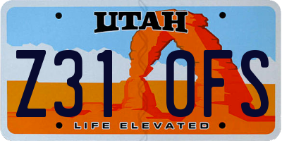 UT license plate Z310FS