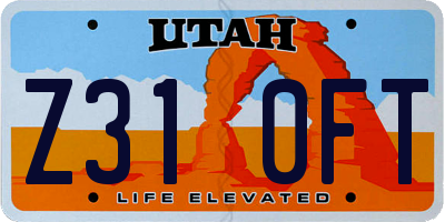 UT license plate Z310FT