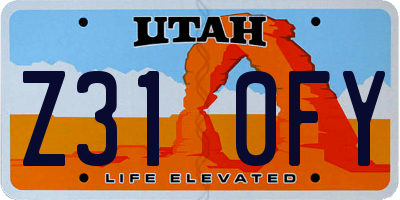 UT license plate Z310FY