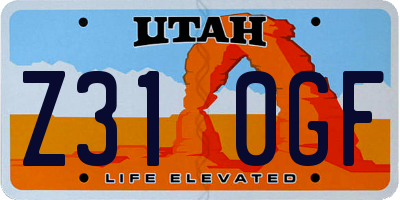 UT license plate Z310GF
