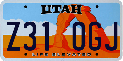 UT license plate Z310GJ