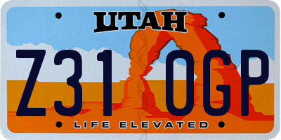 UT license plate Z310GP