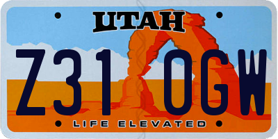 UT license plate Z310GW