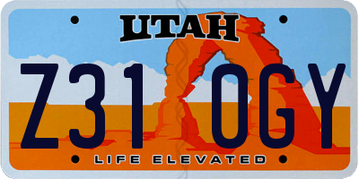 UT license plate Z310GY