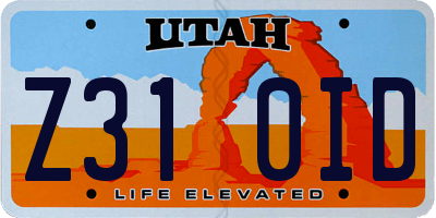 UT license plate Z310ID