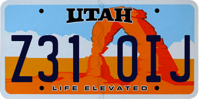 UT license plate Z310IJ