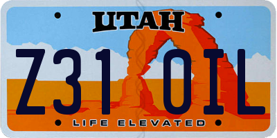 UT license plate Z310IL