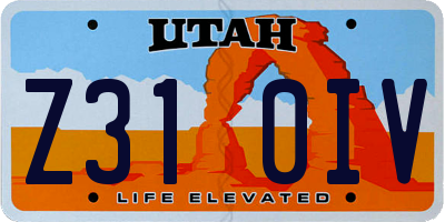 UT license plate Z310IV
