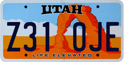 UT license plate Z310JE