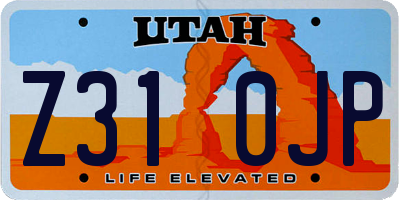 UT license plate Z310JP