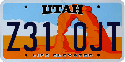 UT license plate Z310JT