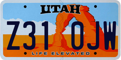UT license plate Z310JW