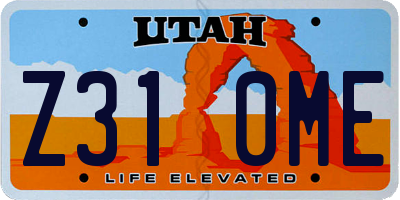 UT license plate Z310ME