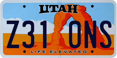 UT license plate Z310NS
