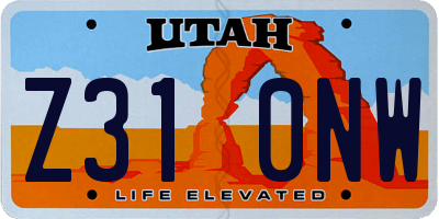UT license plate Z310NW