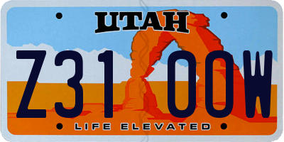 UT license plate Z310OW