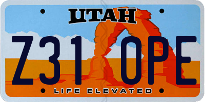 UT license plate Z310PE