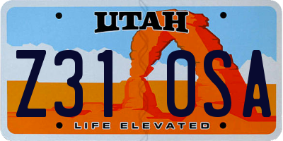 UT license plate Z310SA