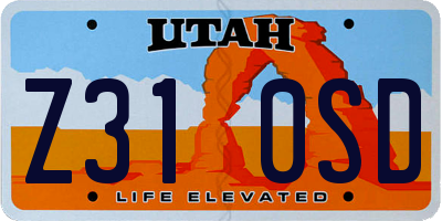UT license plate Z310SD