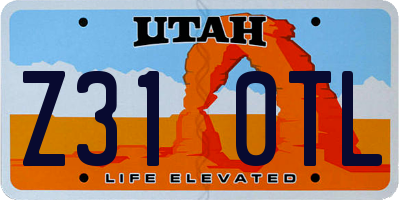 UT license plate Z310TL