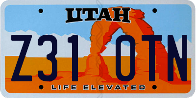 UT license plate Z310TN