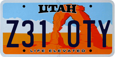 UT license plate Z310TY