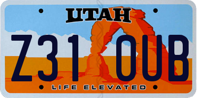 UT license plate Z310UB