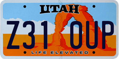 UT license plate Z310UP